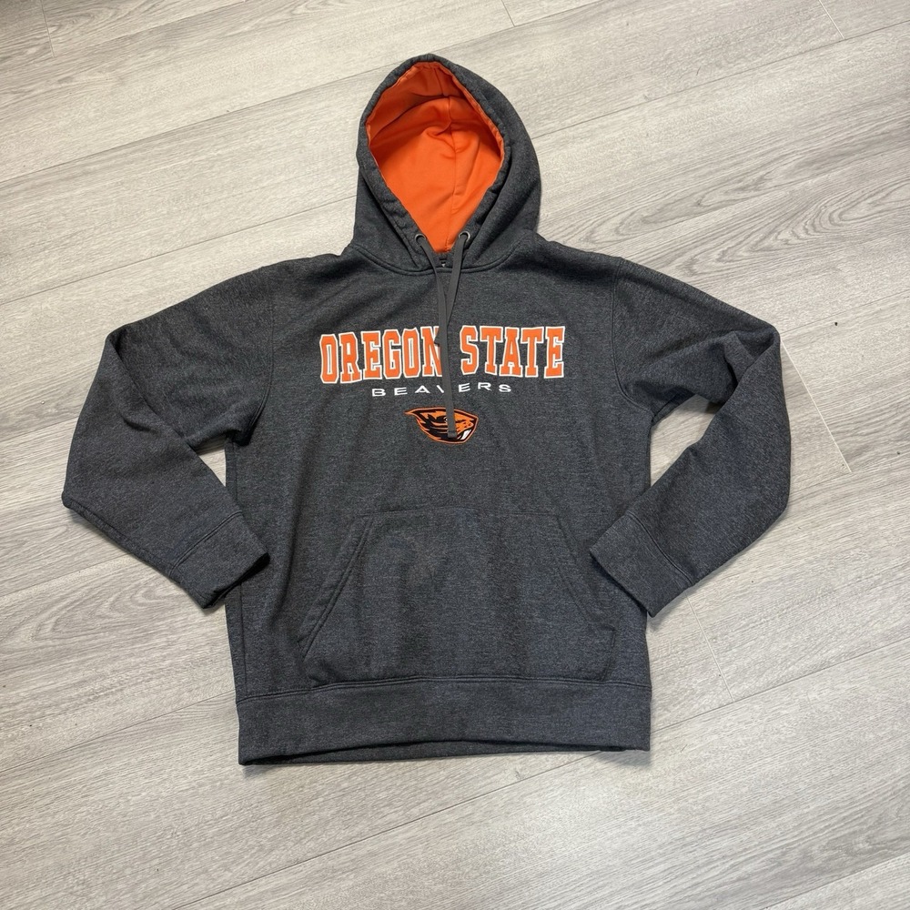 Oregon State Beavers Hoodie Mens  MediumGray Embroidered College Pullover